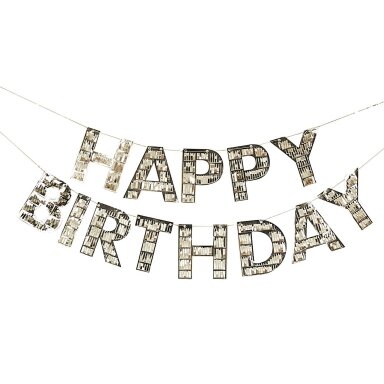 Auksinės spalvos girlianda ''Happy Birthday''