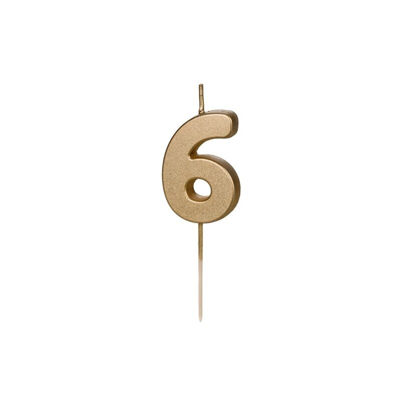 Auksinė torto žvakutė ''6''