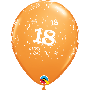 Balionas su skaičiumi ''18'' oranžinis (28cm)