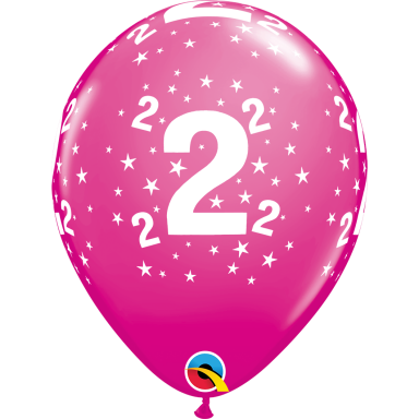 Balionas su skaičiumi ''2'' avietinis (28cm)