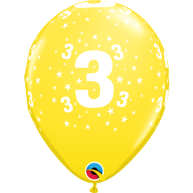 Balionas su skaičiumi ''3'' geltonas (28cm)