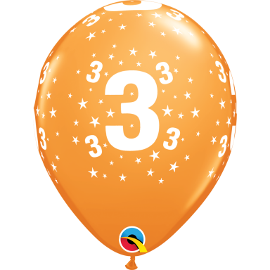 Balionas su skaičiumi ''3'' oranžinis (28cm)