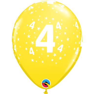 Balionas su skaičiumi ''4'' geltonas (28cm)