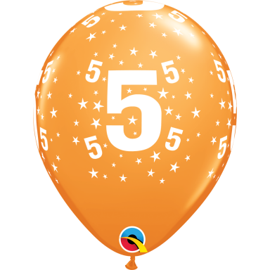 Balionas su skaičiumi ''5'' oranžinis (28cm)