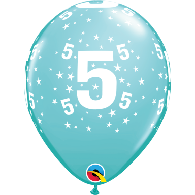 Balionas su skaičiumi ''5'' žydras (28cm)