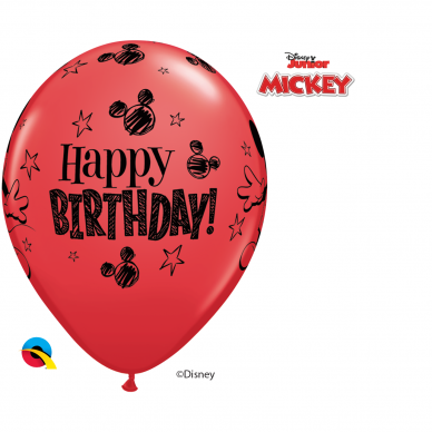 Balionas ''Mickey Mouse Happy Birthday'' raudonas (28cm) 1