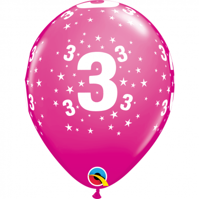 Balionas su skaičiumi ''3'' avietinis (28cm) Balionas su skaičiumi ''3'' avietinis (28cm)