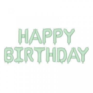 Folinės raidelės ''HAPPY BIRTHDAY'' švelniai žalios