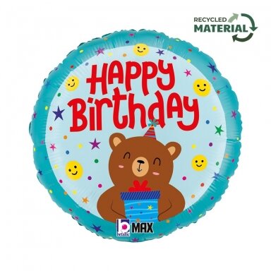 Folinis balionas ''Birthday Smiley Bear''
