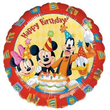 Folinis balionas ''Peliukas Mikis ir draugai Happy Birthday''