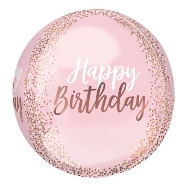 Folinis rožinis orbz balionas ''Happy Birthday''