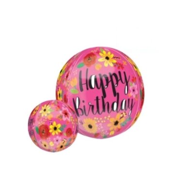 Folinis ryškiai rožinis orbz balionas ''Happy Birthday''