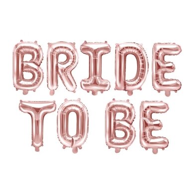 Folinės raidelės ''BRIDE TO BE''  rožinio aukso spalvos