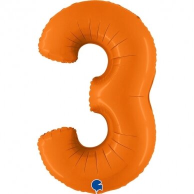 Folinis balionas skaičius ''3'' oranžinės spalvos