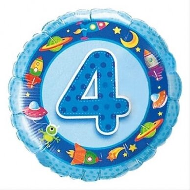 Folinis balionas su skaičiumi ''4'' mėlynas
