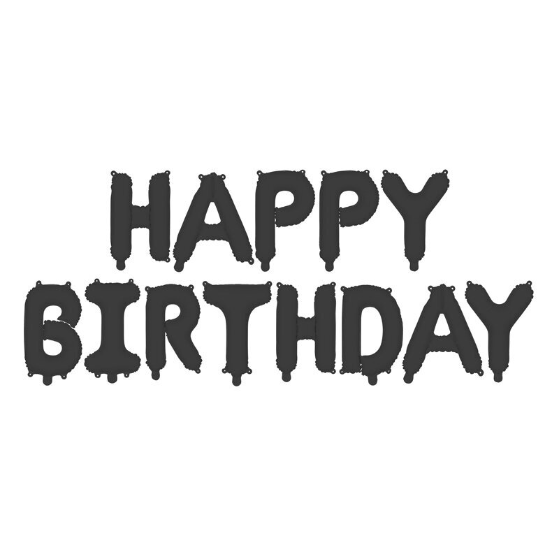 Folinės raidelės ''HAPPY BIRTHDAY'' juodos spalvos