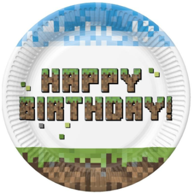 Lėkštutės ''Pixel Block Happy Birthday'' 23cm