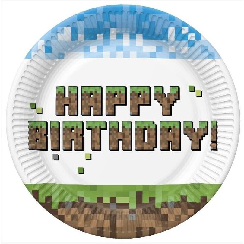 Lėkštutės ''Pixel Block Happy Birthday'' 20cm Lėkštutės ''Pixel Block Happy Birthday'' 20cm