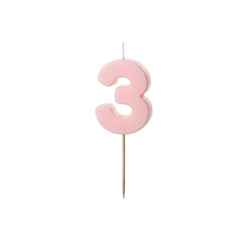 Pastelinė rožinė torto žvakutė ''3''