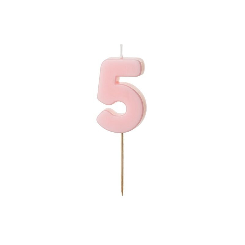 Pastelinė rožinė torto žvakutė ''5''