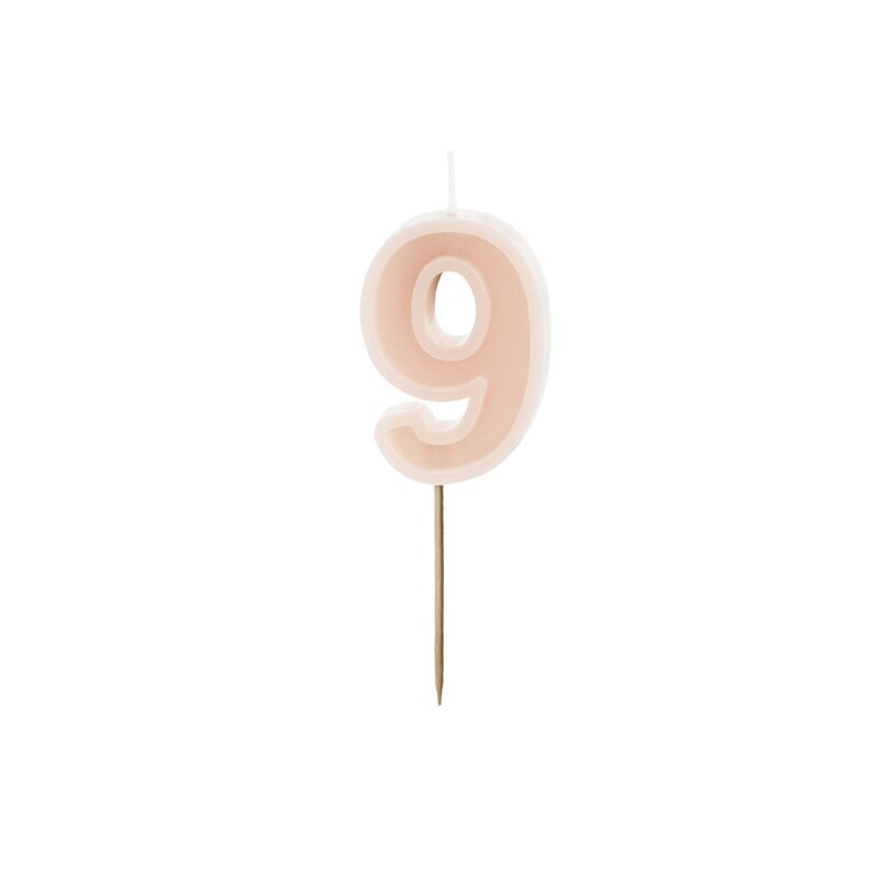 Prigesinta rožinė torto žvakutė ''9''