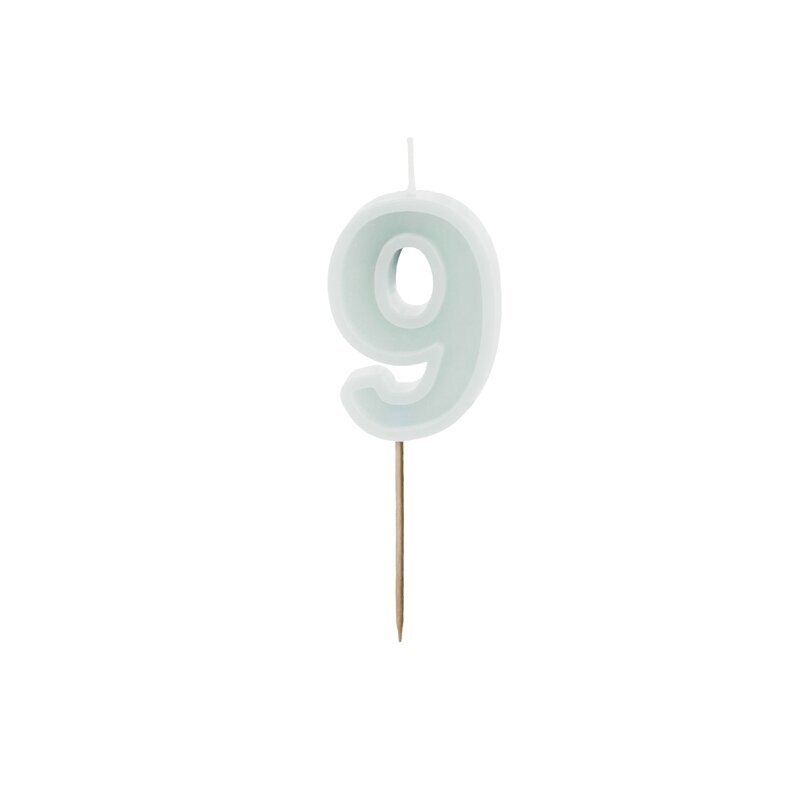 Šviesiai mėtinė torto žvakutė ''9''