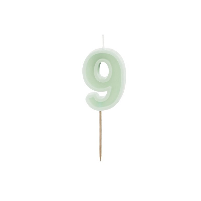 Žalia torto žvakutė ''9''
