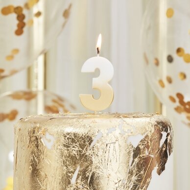 Auksinė ombre torto žvakutė ''3'' 1