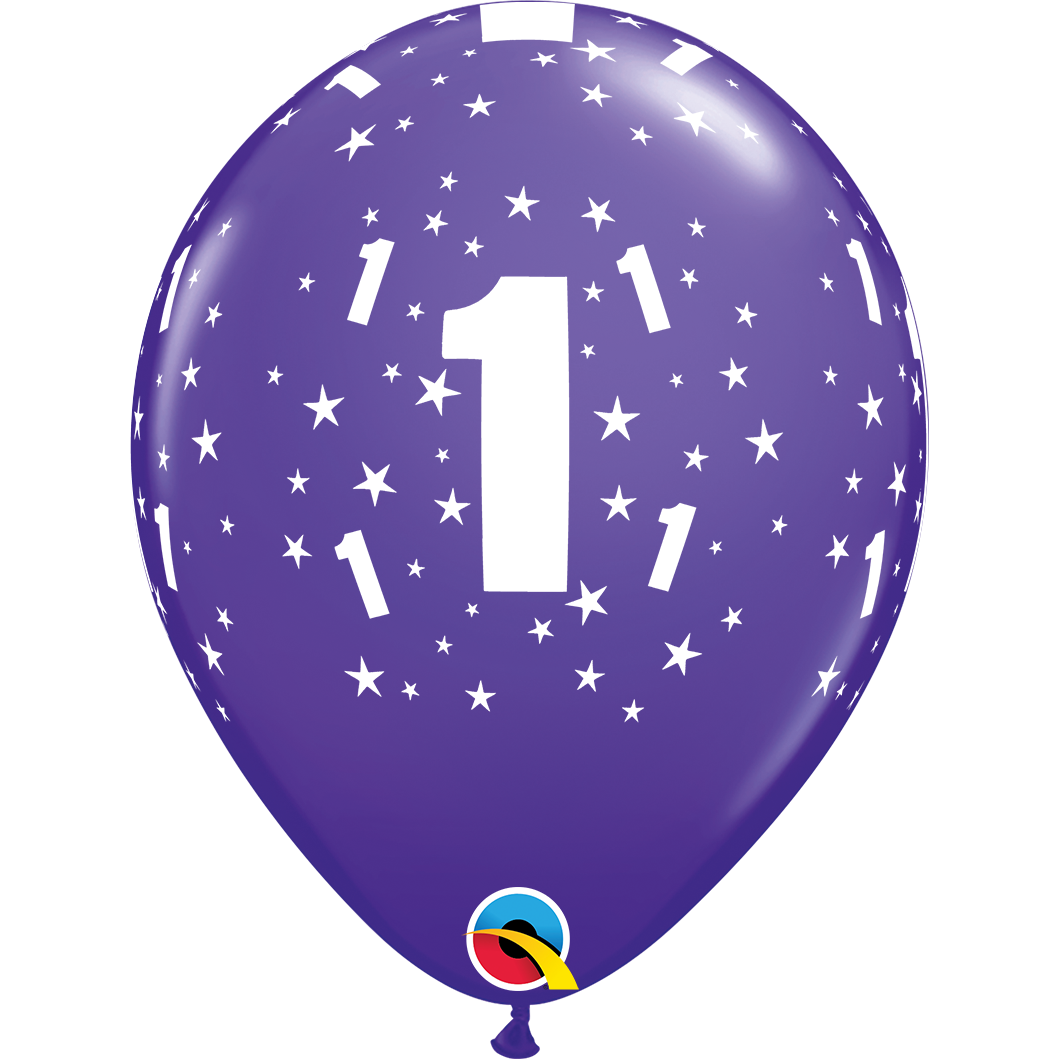 Balionas su skaičiumi ''1'' violetinis (28cm)