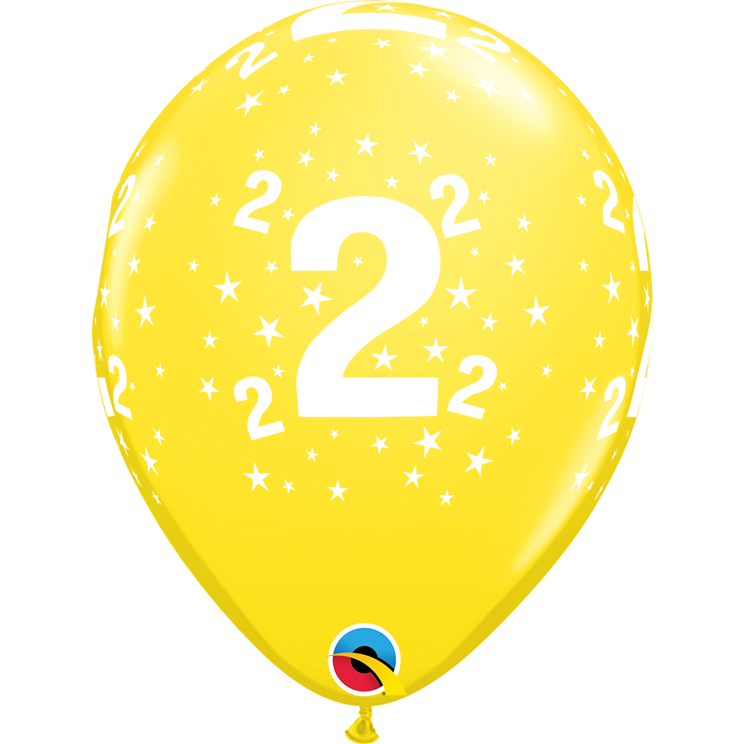Balionas su skaičiumi ''2'' geltonas (28cm)