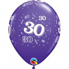 Balionas su skaičiumi ''30'' violetinis (28cm)