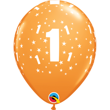 Balionas su skaičiumi ''1'' oranžinis (28cm)