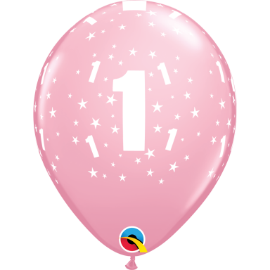 Balionas su skaičiumi ''1'' rožinis (28cm)