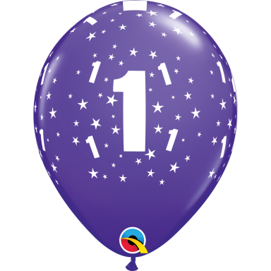 Balionas su skaičiumi ''1'' violetinis (28cm)