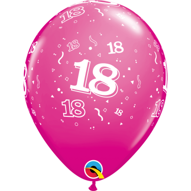 Balionas su skaičiumi ''18'' avietinis (28cm)