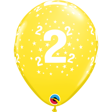 Balionas su skaičiumi ''2'' geltonas (28cm)