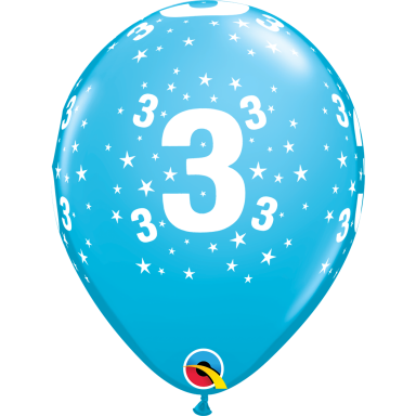 Balionas su skaičiumi ''3'' mėlynas (28cm)