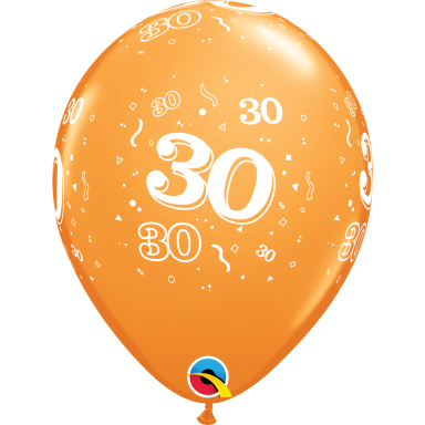 Balionas su skaičiumi ''30'' oranžinis (28cm)