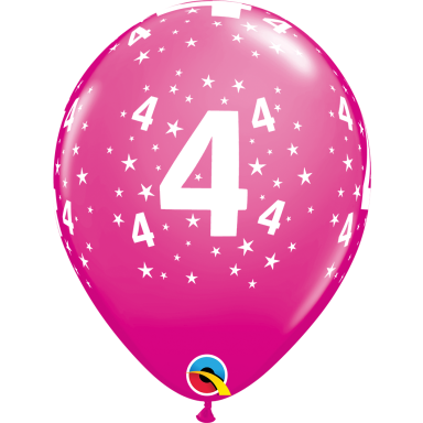 Balionas su skaičiumi ''4'' avietinis (28cm)