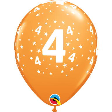 Balionas su skaičiumi ''4'' oranžinis (28cm)