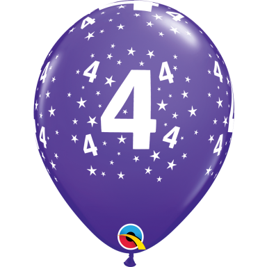 Balionas su skaičiumi ''4'' violetinis (28cm)