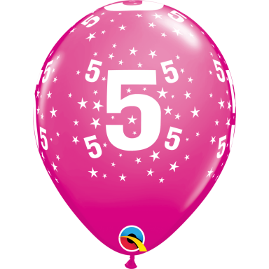 Balionas su skaičiumi ''5'' avietinis (28cm)