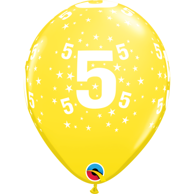 Balionas su skaičiumi ''5'' geltonas (28cm)