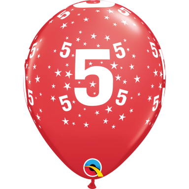 Balionas su skaičiumi ''5'' raudonas (28cm)