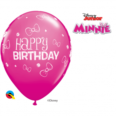 Balionas ''Minnie Mouse Happy Birthday'' avietinis (28cm) 1