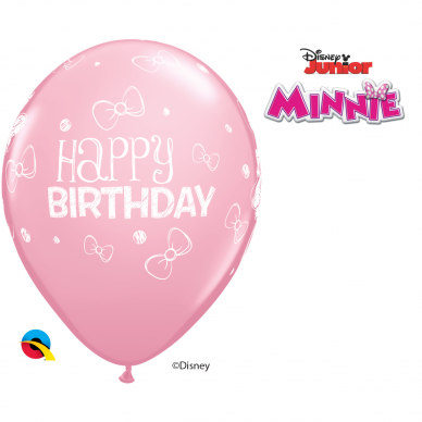 Balionas ''Minnie Mouse Happy Birthday'' švelniai rožinis (28cm) 1