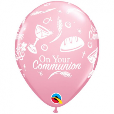 Balionas ''On Your Communion'' rožinis (28cm)