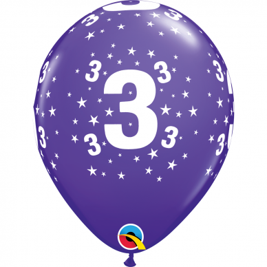 Balionas su skaičiumi ''3'' violetinis (28cm) Balionas su skaičiumi ''3'' violetinis (28cm)