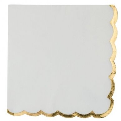 Baltos servetėlės su auksu
