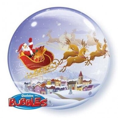 Bubble balionas ''Kalėdų senelis su elniais''